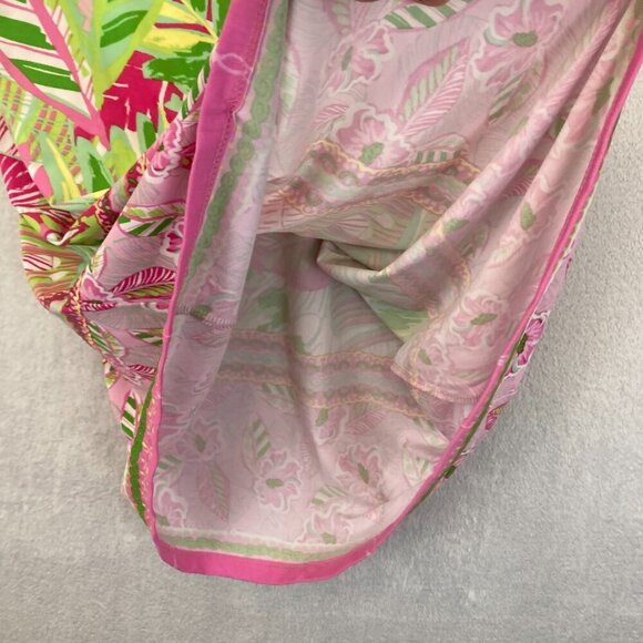 NWT Pappagallo Erika Flutter Sleeve Tropical Shift Dress Medium M Green Pink - Picture 10 of 11